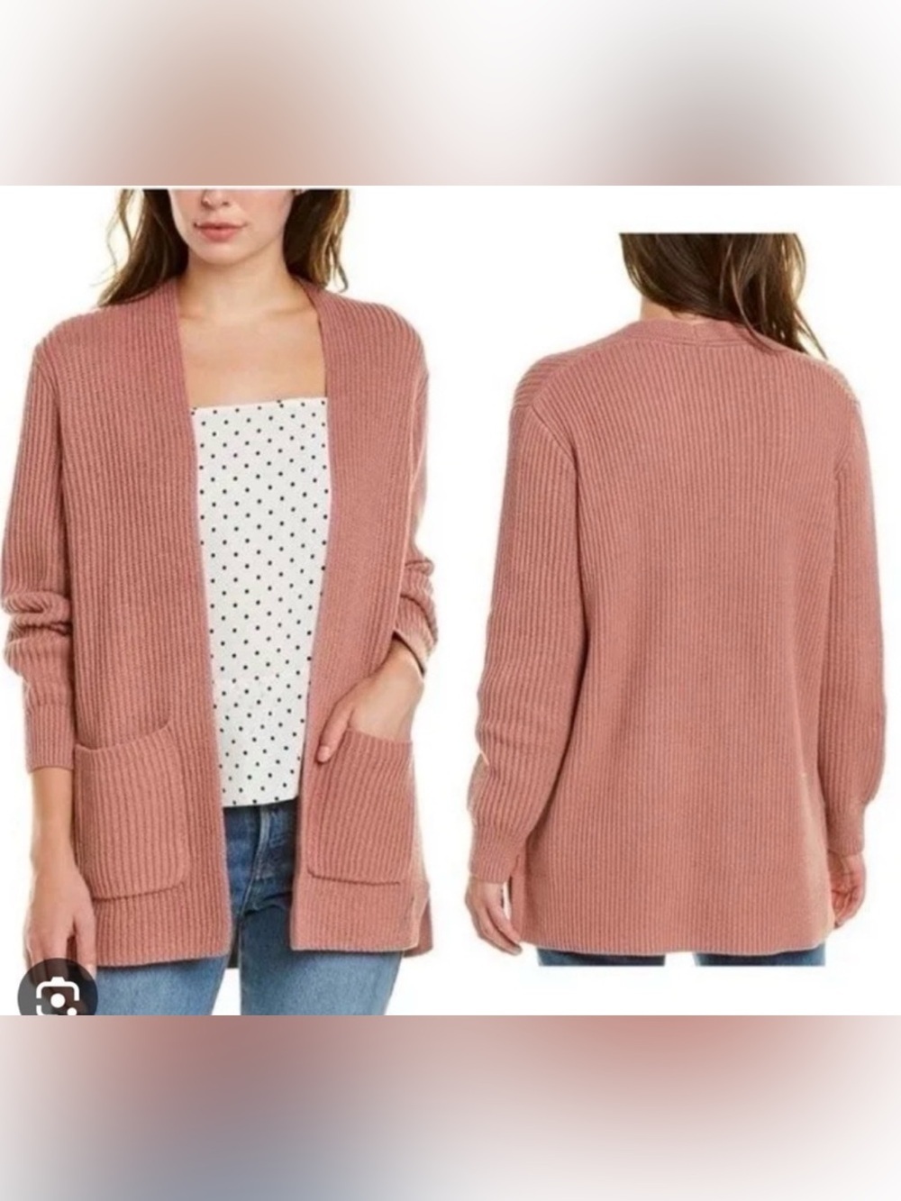 Madewell Ribbed Open-Front Cardigan - Rose